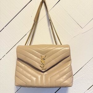 Yves Saint Laurent Tan Quilted Shoulder Bag (Loulou large)
